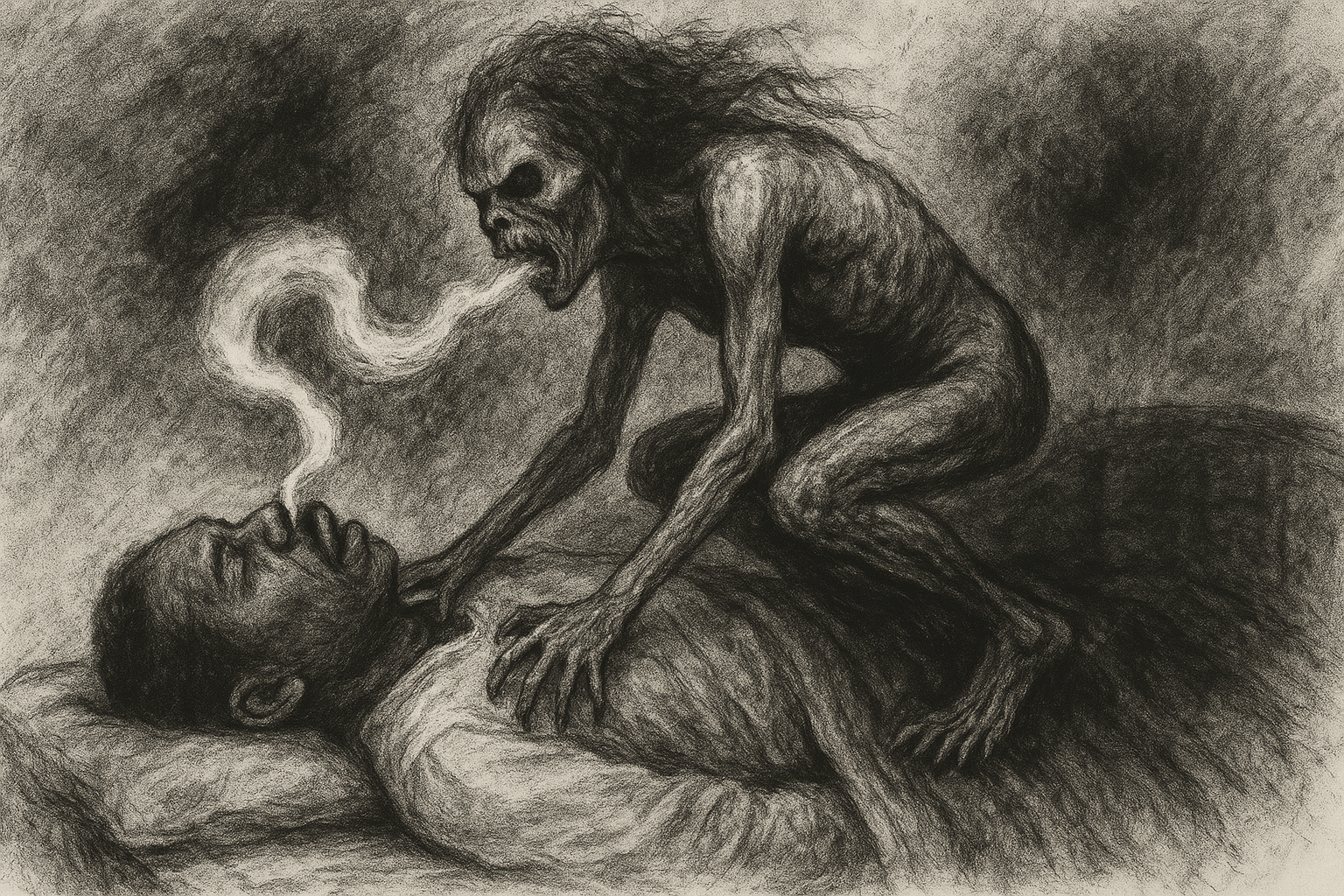 The Boo Hag sucks the life from a sleeping victim