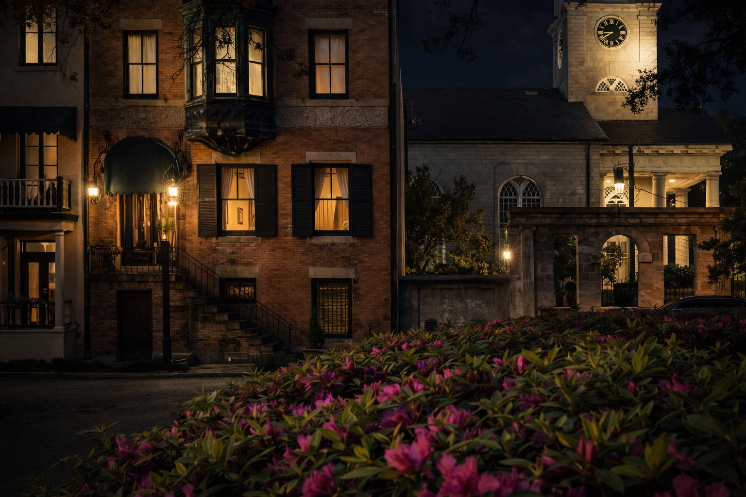 Foley House Inn Shrouded in Moonlight