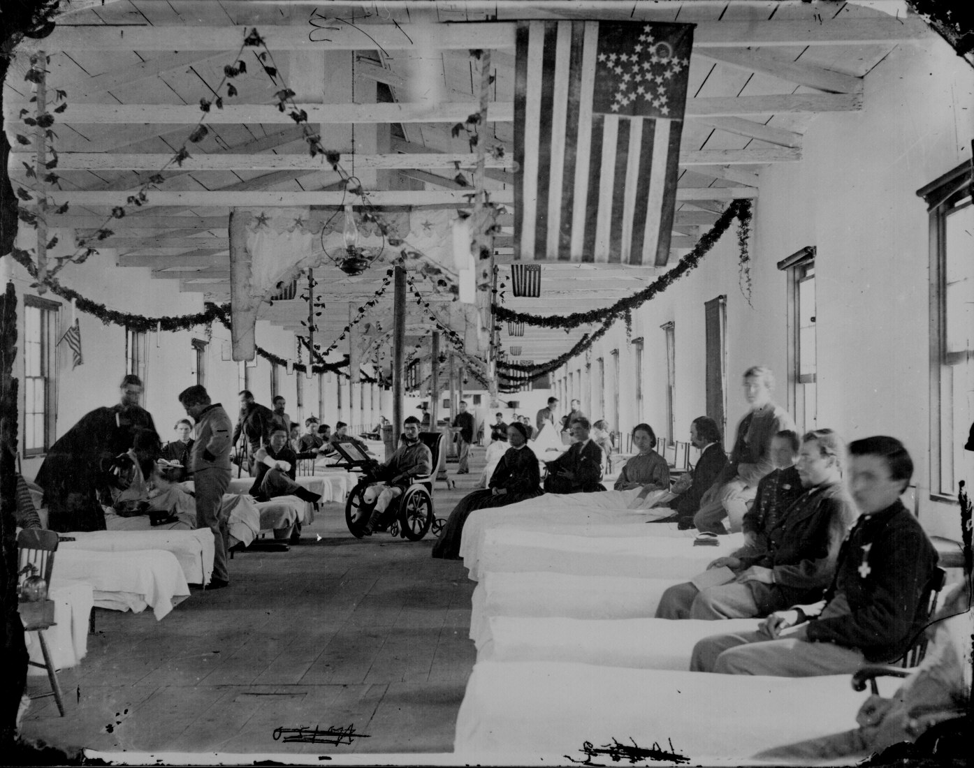 Historic photograph of a Civil War era hospital interior