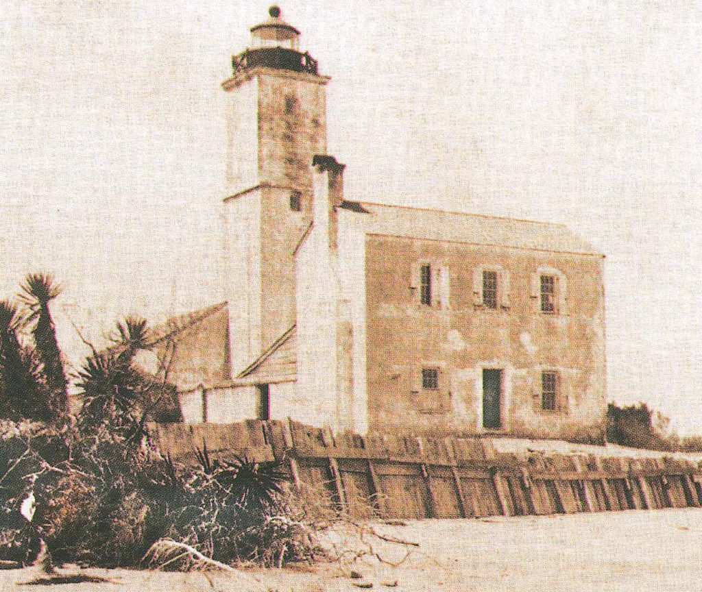Historic photo of the old Spanish coquina watchtower at St. Augustine